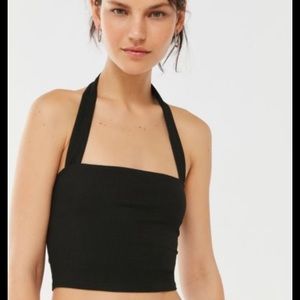 White ribbed halter top